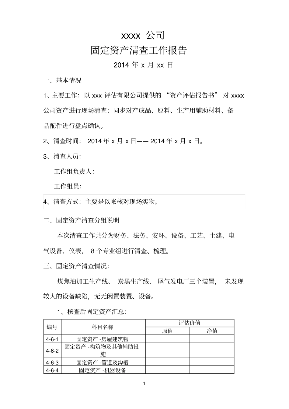 固定资产盘点报告模板_第1页