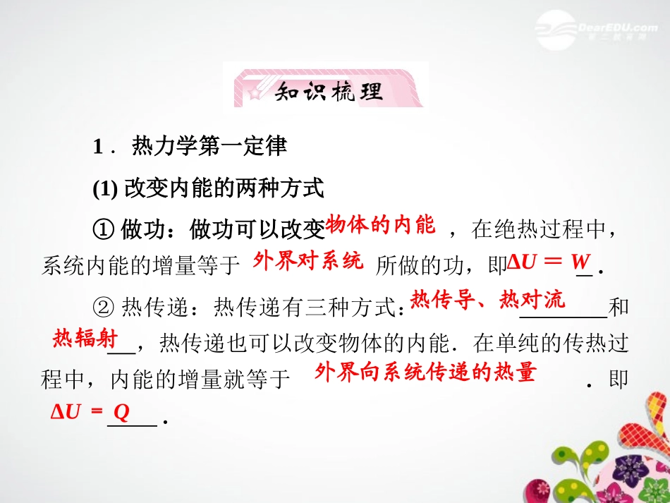 【立体设计】2012高考物理-第11章-第3讲-热力学定律与能量守恒知识研习-新人教版选修3-3_第3页