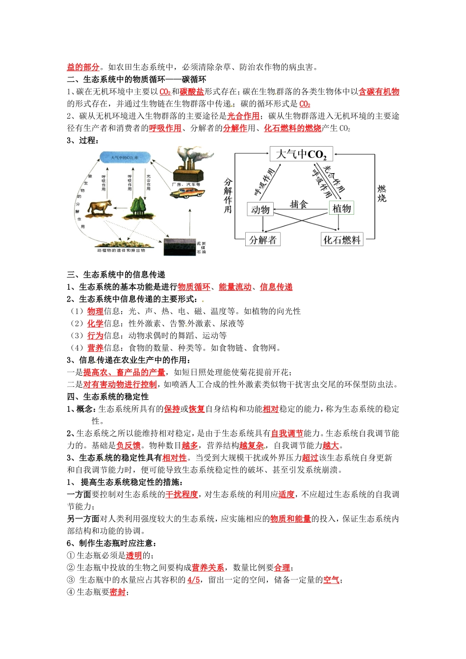 高中生物复习提纲：第四章《生态系统的稳态》苏教版必修3_第2页