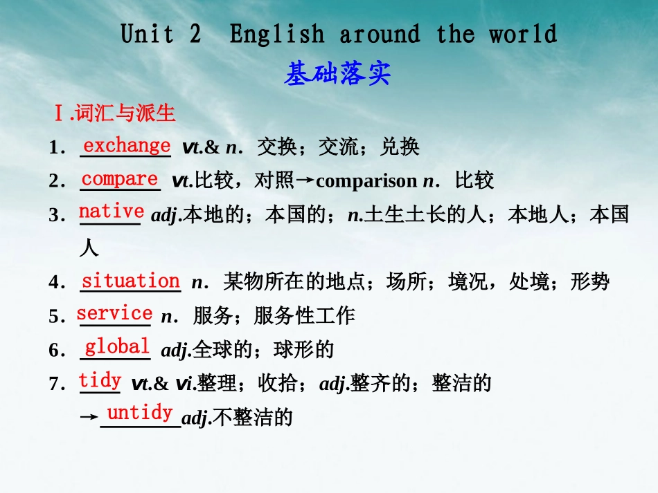 【步步高】福建省2012高考英语总复习-Unit2English-around-the-world课件-新人教版_第1页