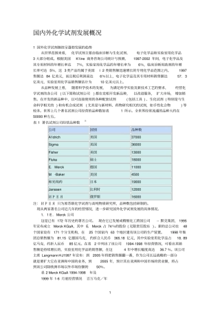 国内参考资料外化学试剂发展概况