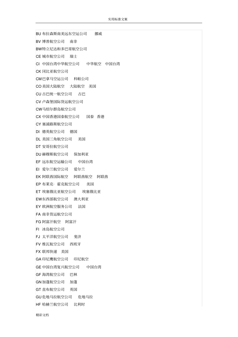 国内外各大航空公司英文缩写大全_第2页