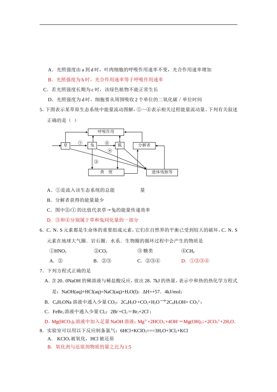 广西贵港市达开中学2010届高三理综统一模拟考试-人教版_第2页