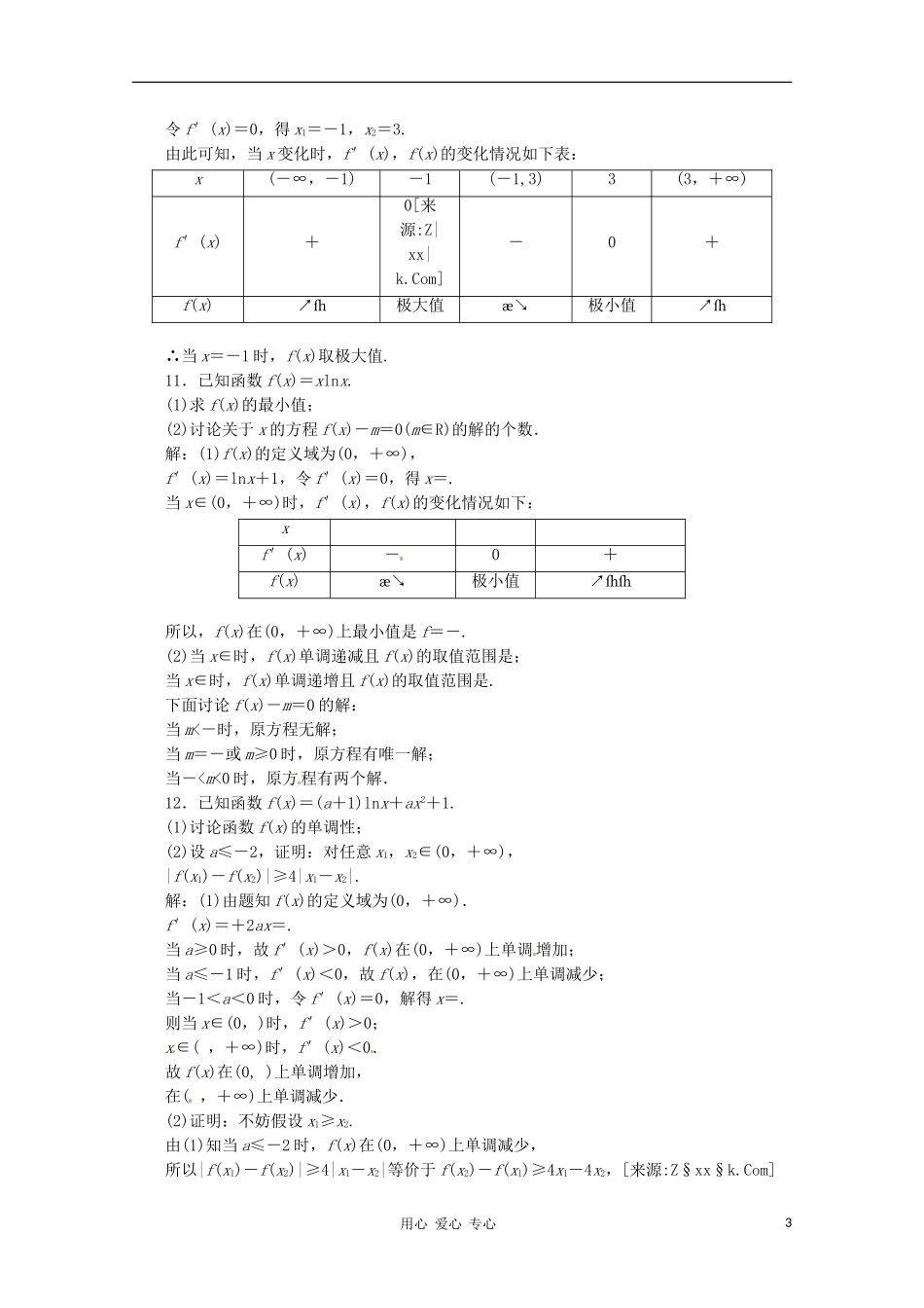 2012高三数学一轮复习课时限时检测-第二单元-导数的应用_第3页