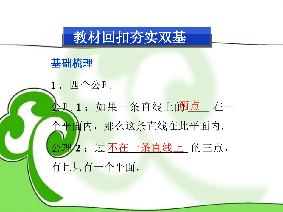 (湖南专用)2013年高考数学总复习-(教材回扣夯实双基+考点探究+把脉高考)第七章第3课时-空间点、直线、_第2页