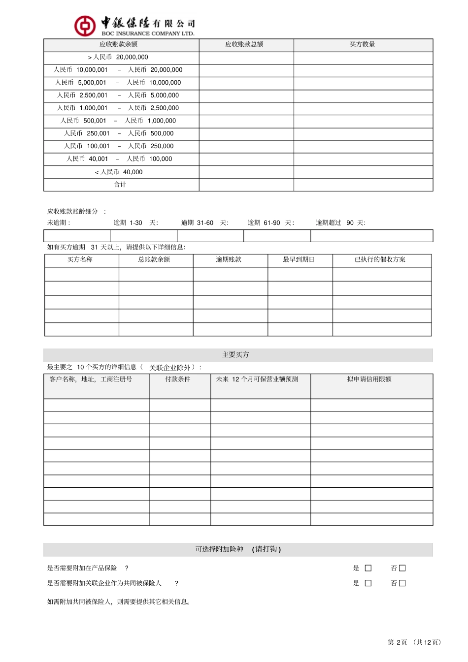 国内贸易信用保险投保单附条款教材_第2页