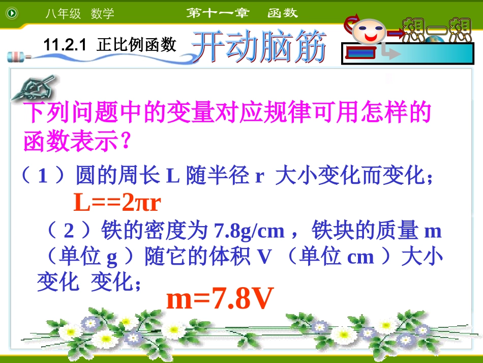 广东省珠海市金海岸中学八年级数学《11.2.1正比例函数》课件-人教新课标版_第3页