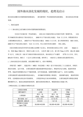国外海水淡化发展的现状、趋势及启示