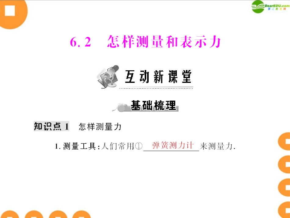 《随堂优化训练》2011年八年级物理下册-第六章-6.2-怎样测量和表示力配套课件-粤沪版_第1页