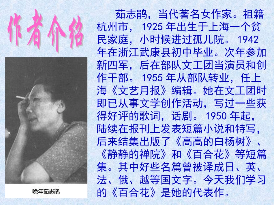 九年级语文上册-4.15《百合花》课件-北京课改版_第2页
