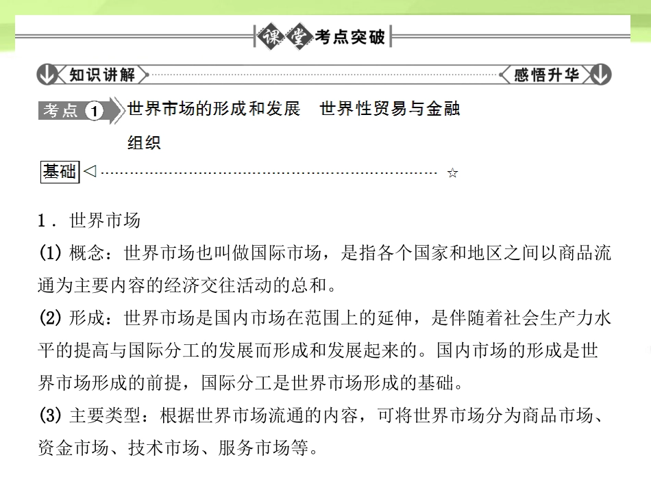 《金版新学案》2012高考政治总复习-经济常识-第八单元当代世界市场和我国的对外贸易第一课时-当代世界市场_第3页