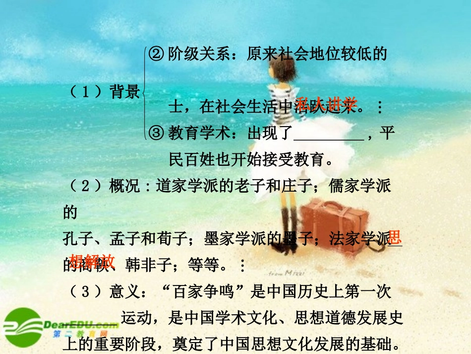 2011届高三历史一轮复习-第31讲“百家争鸣”和儒家思想的形成及“罢黜百家-独尊儒术”课件-人教大纲版_第2页