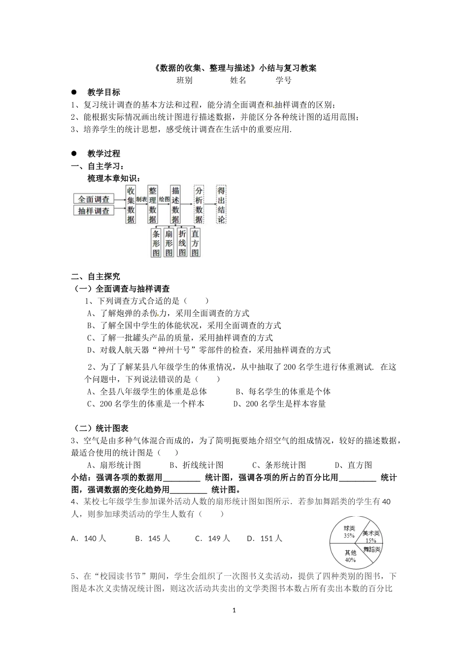 《数据的收集、整理与描述》小结与复习_第1页