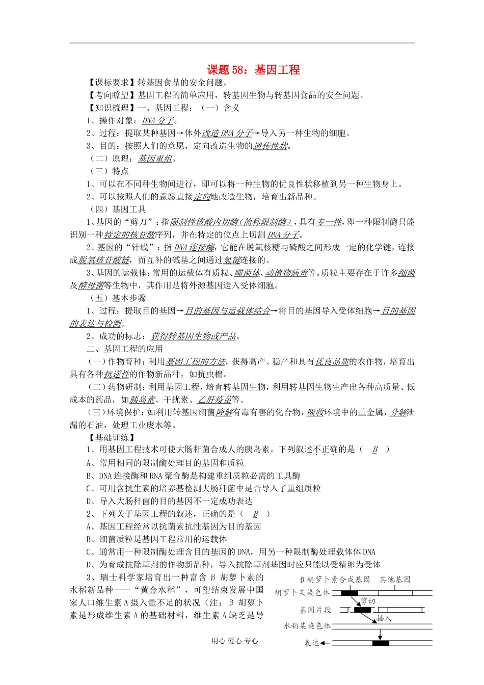 高中生物复习精讲精练-基因工程_第1页