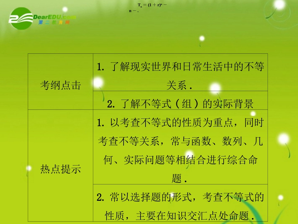 高三数学-第四篇-第六节不等关系课件-理-北师大版_第2页