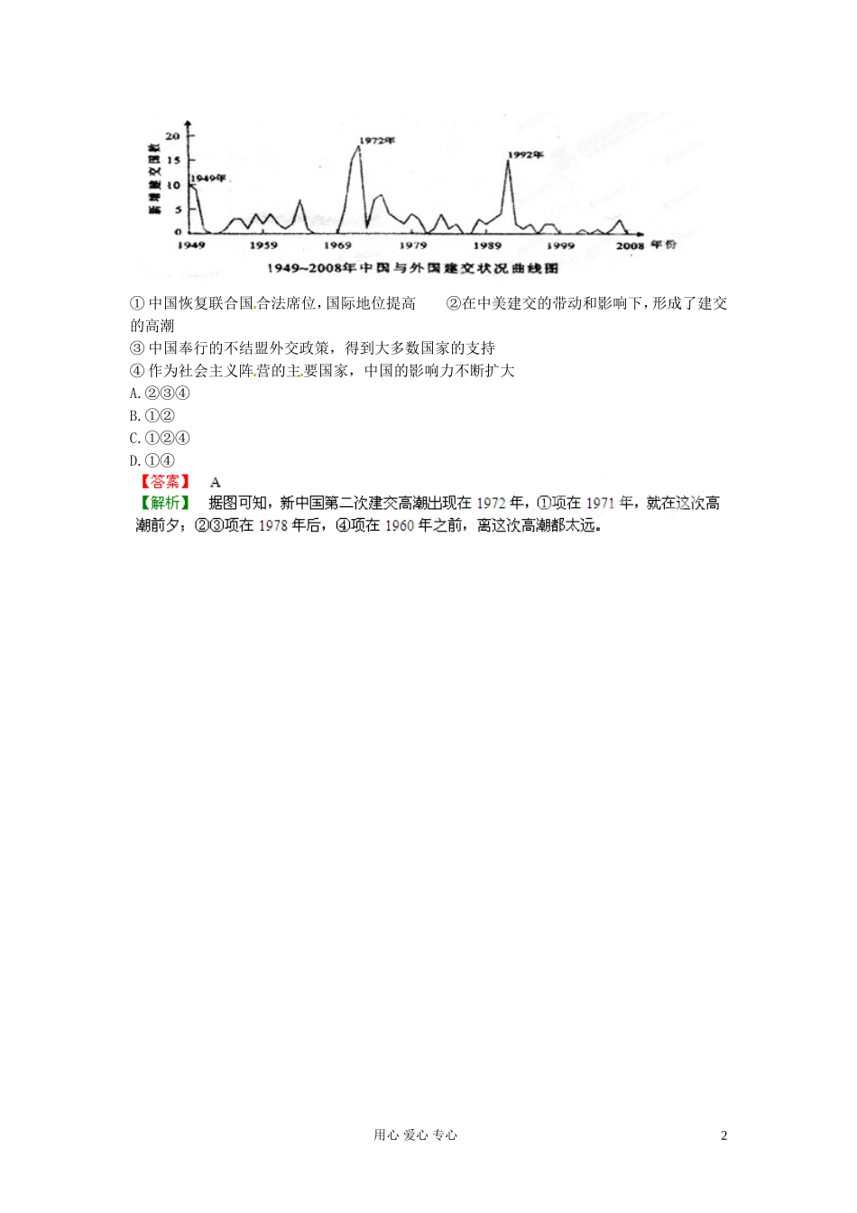 【立体设计】2013高考历史-7.3屹立于世界民族之林——新中国外交另备试题-岳麓版_第2页