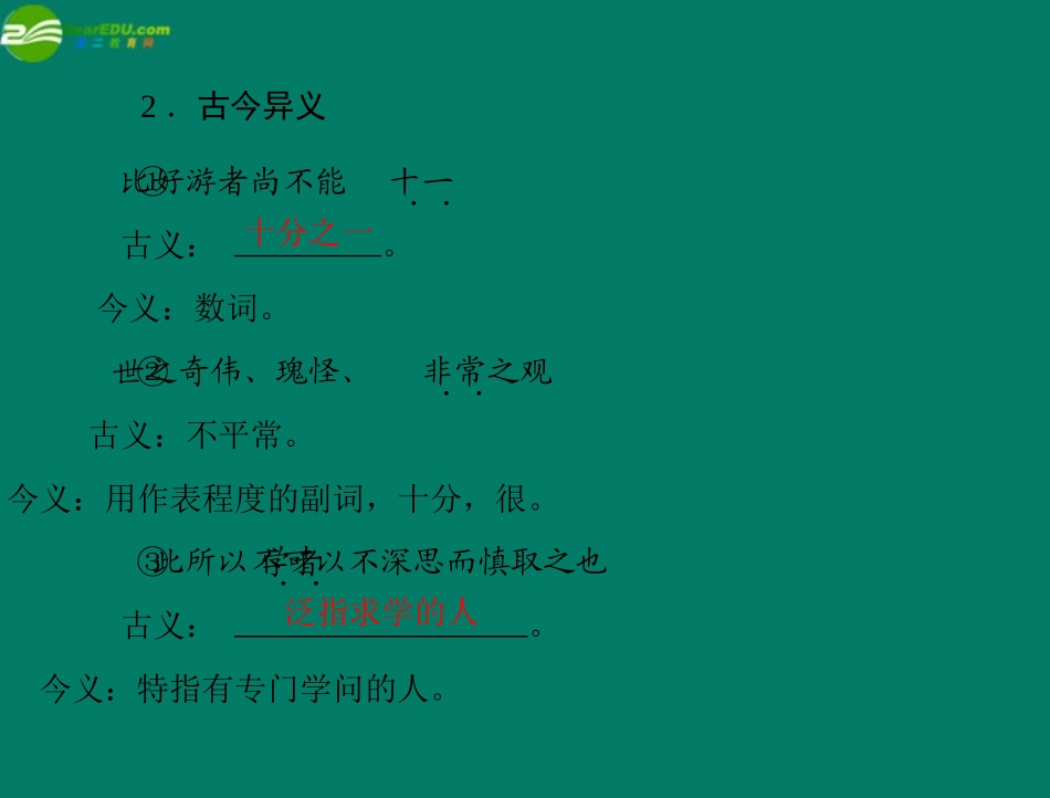 《随堂优化训练》2011年高中语文-第四单元-文言文(3)-17-游褒禅山记课件-新人教版必修5_第3页