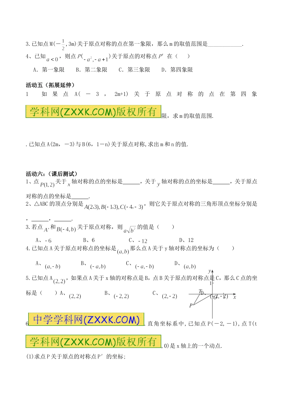 23关于原点对称点的坐标_第2页