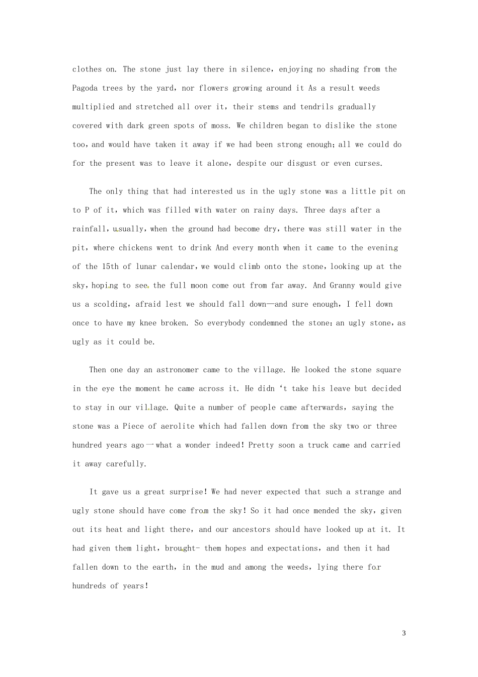 高中英语-双语美文阅读-贾平凹《丑石》素材_第3页