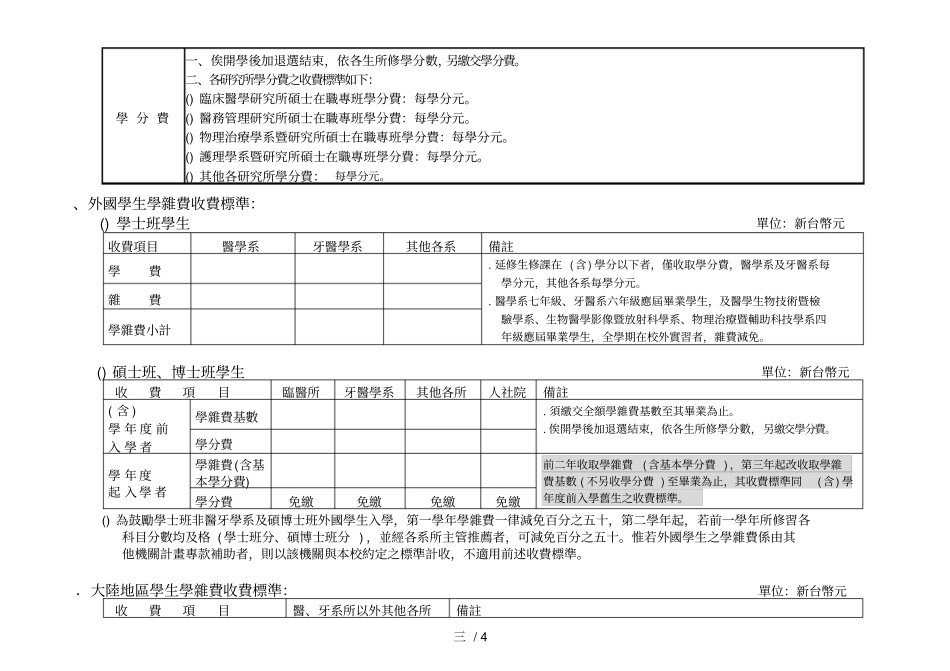 国立阳明大学101学年第2学期注册收费标准_第3页