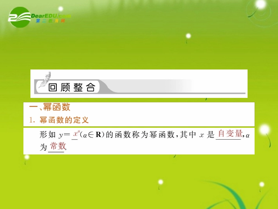 2010届高三数学一轮复习-幂函数与二次函数课件_第2页