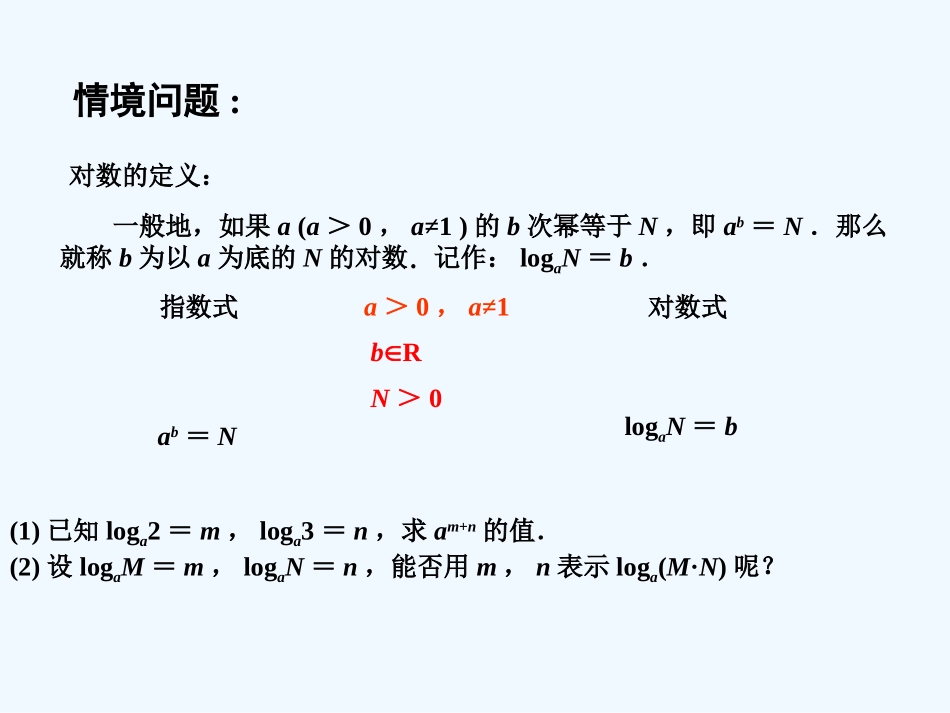 2015年苏教版高中数学必修1课件(29套)2015年高中数学-3.2.1对数(2)课件-苏教版必修1_第2页