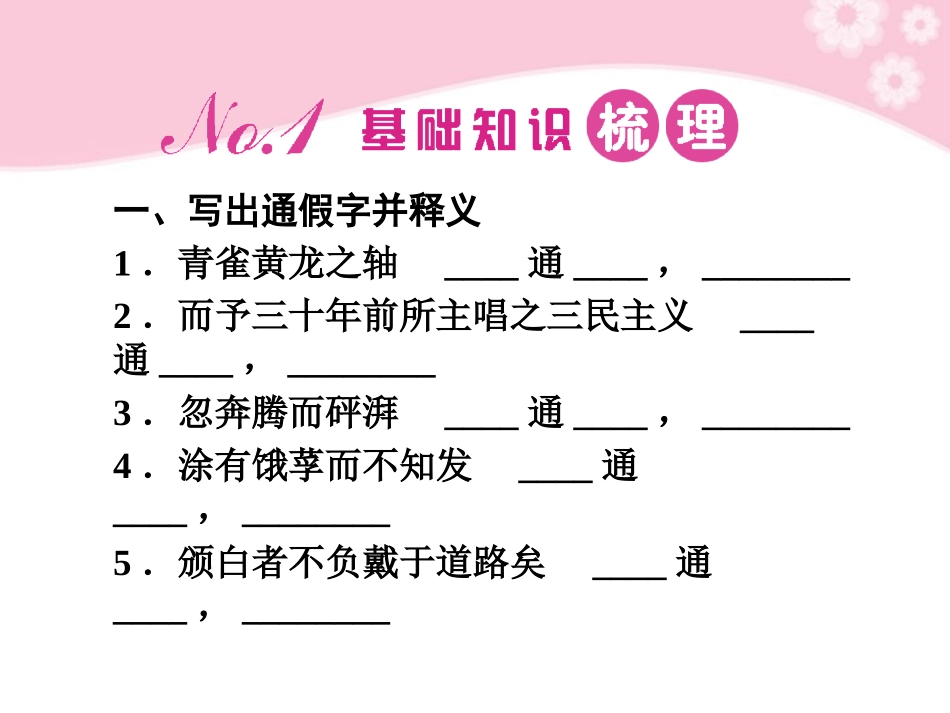 2012届高考语文第一轮复习-文言文教材知识课件-必修4_第2页