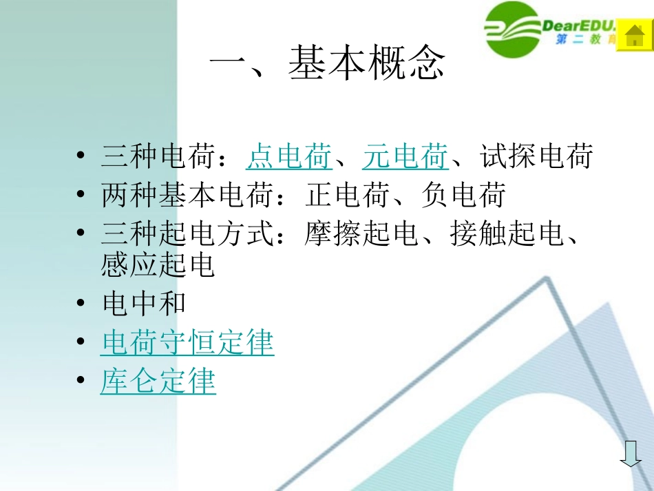 高三物理-第1章《静电场》、第2章《电势能与电势差》复习课件1-鲁科版选修3-1_第3页