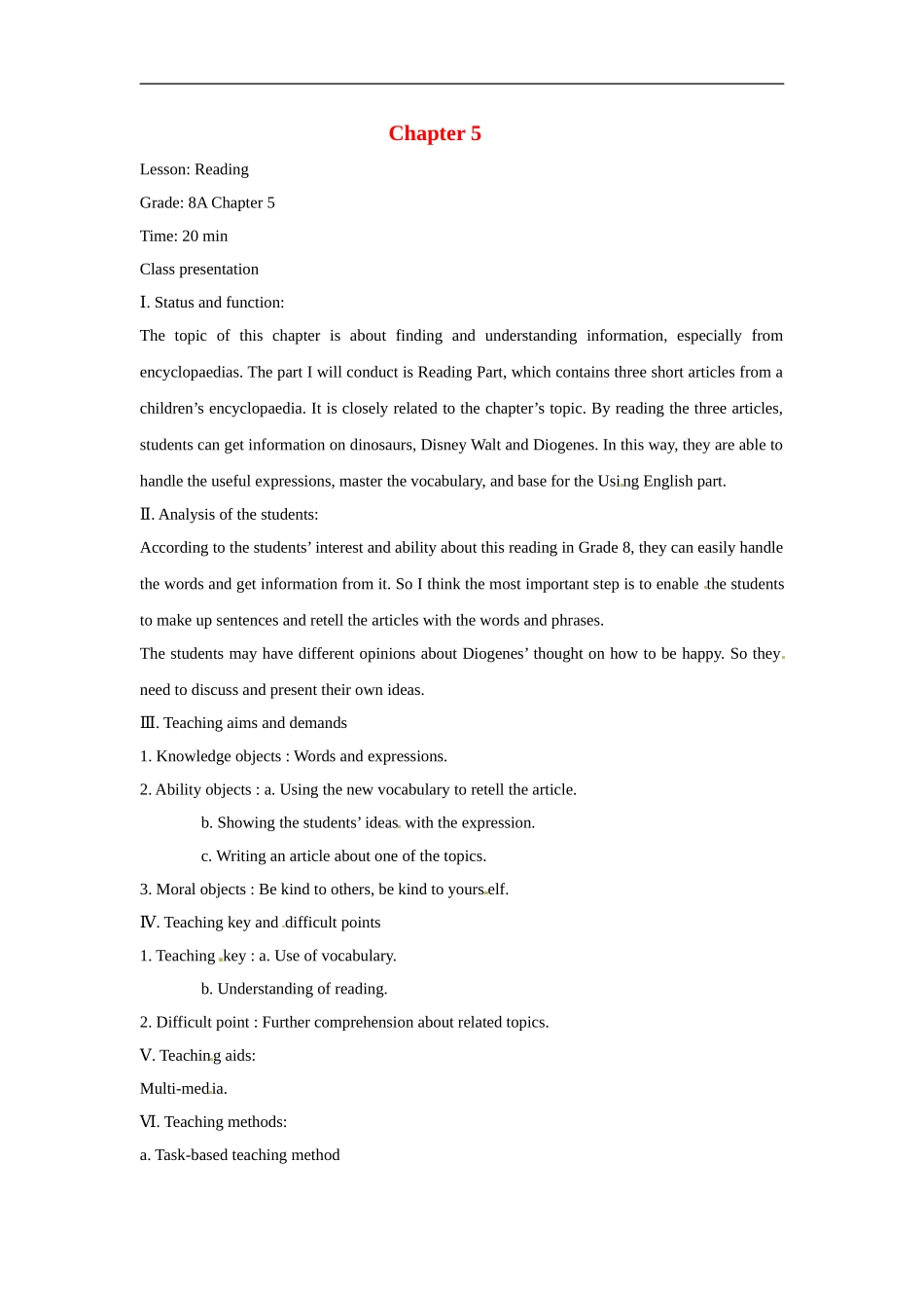 八年级英语：Chapter-5-Reading教案沈阳牛津版_第1页