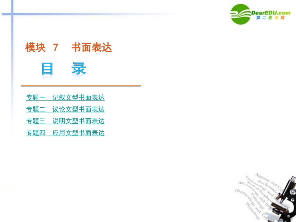 (湖南省专用)2011版高考英语二轮-三轮复习-模块7-书面表达课件-新人教版_第1页