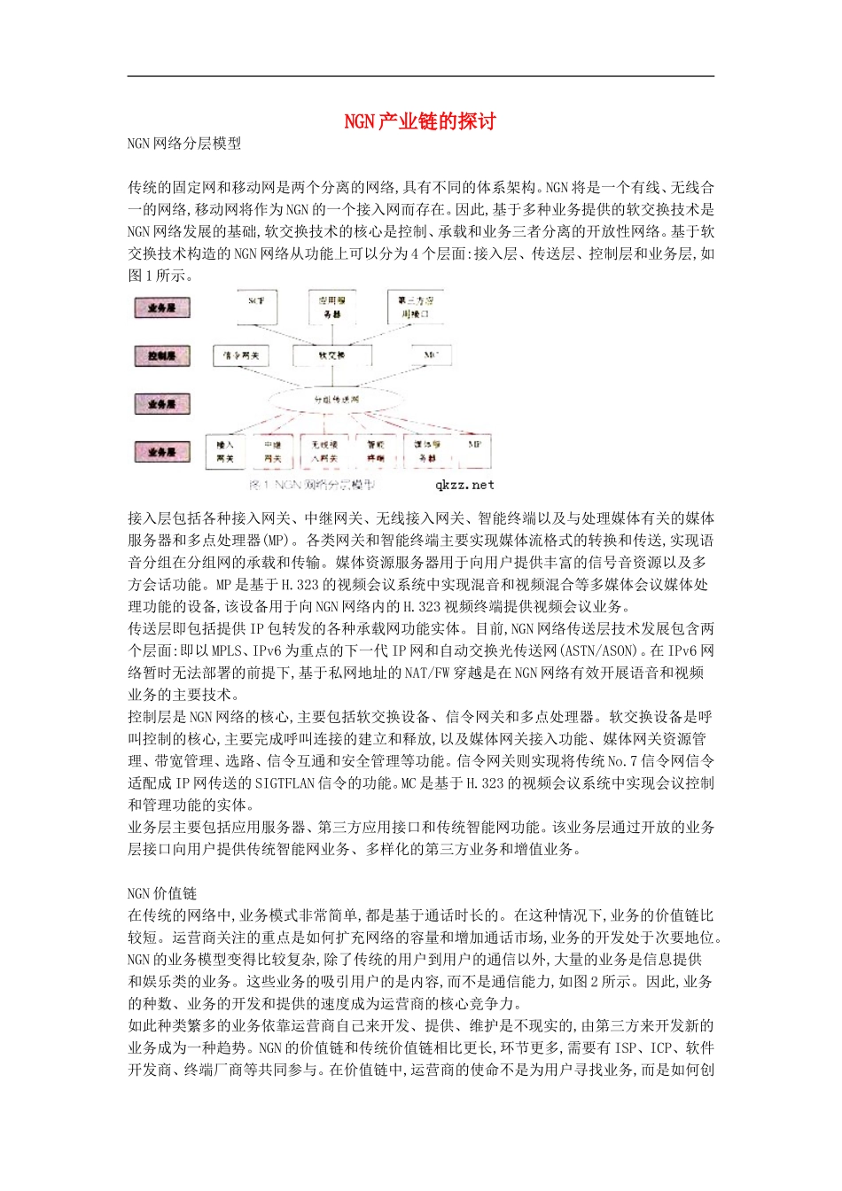 高中信息技术教学论文-NGN产业链的探讨_第1页