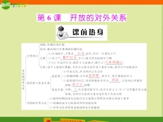 《随堂优化训练》2011年七年级历史下册-第一单元-第6课-开放的对外关系课件-北师大版
