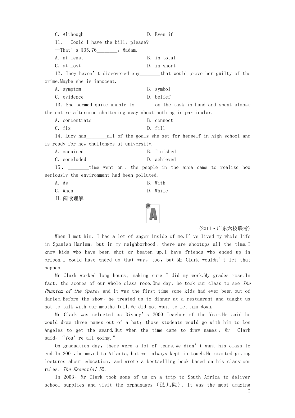 《金版新学案》2012高考英语-Module-5-Newspapers-and-Magazines课时作业-外研版必修2_第2页