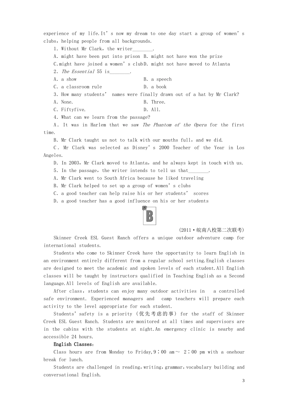 《金版新学案》2012高考英语-Module-5-Newspapers-and-Magazines课时作业-外研版必修2_第3页