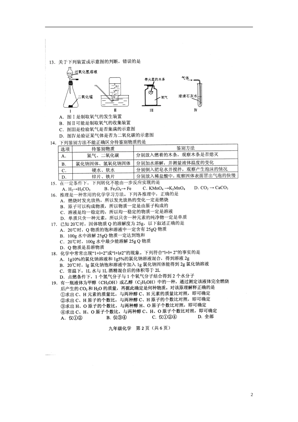 江苏省常州市2013届九年级化学学业水平检测试题(扫描版)-新人教版_第2页