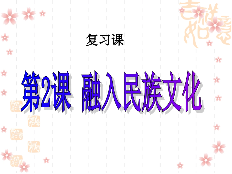 九年级政治上册第二课《融入民族文化》复习课-课件_第3页