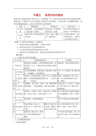 高三地理高考专题突破五：地表形态的塑造旧人教版