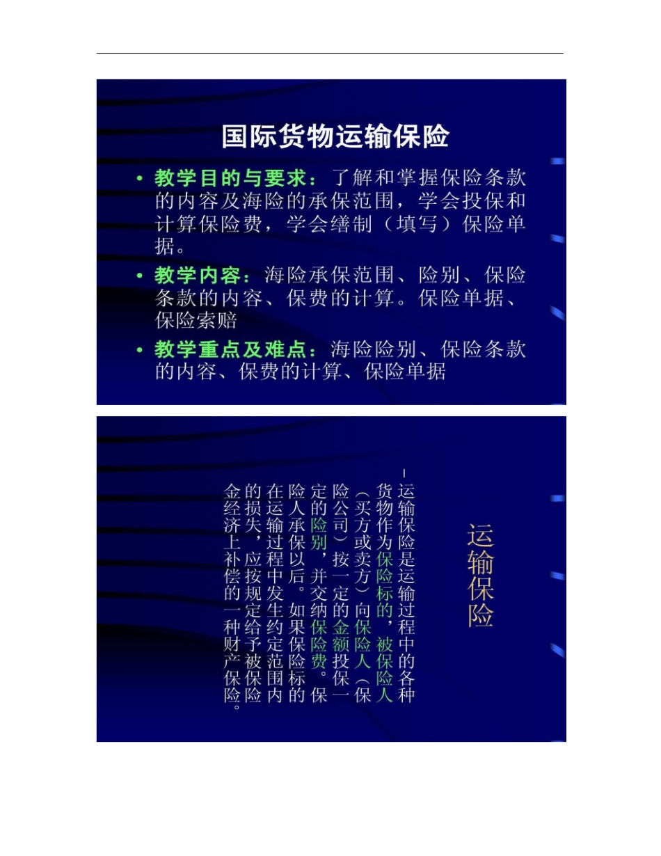 国际贸易理论与实务之货物运输保险_第1页