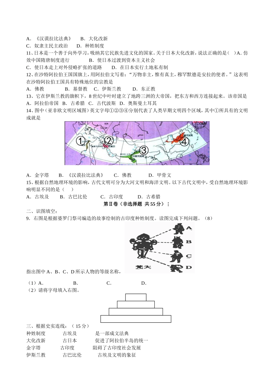 世界历史古代亚非文明试题(张黎霞约稿)_第2页
