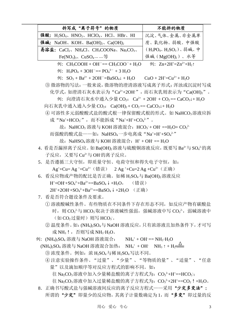 高中化学-离子反应知识归纳-新人教版必修1_第3页
