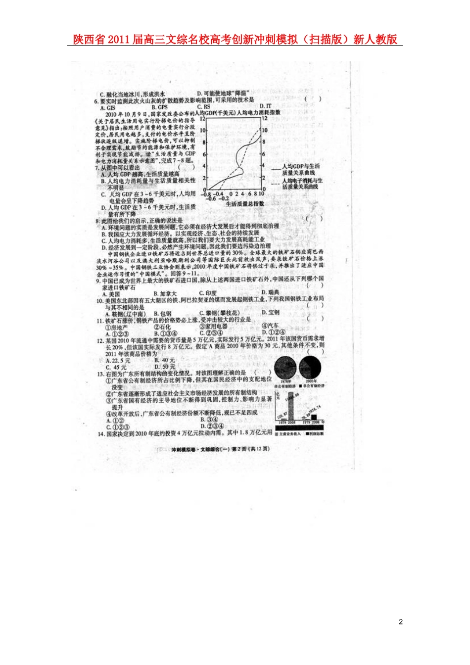 陕西省2011届高三文综名校高考创新冲刺模拟(扫描版)新人教版_第2页