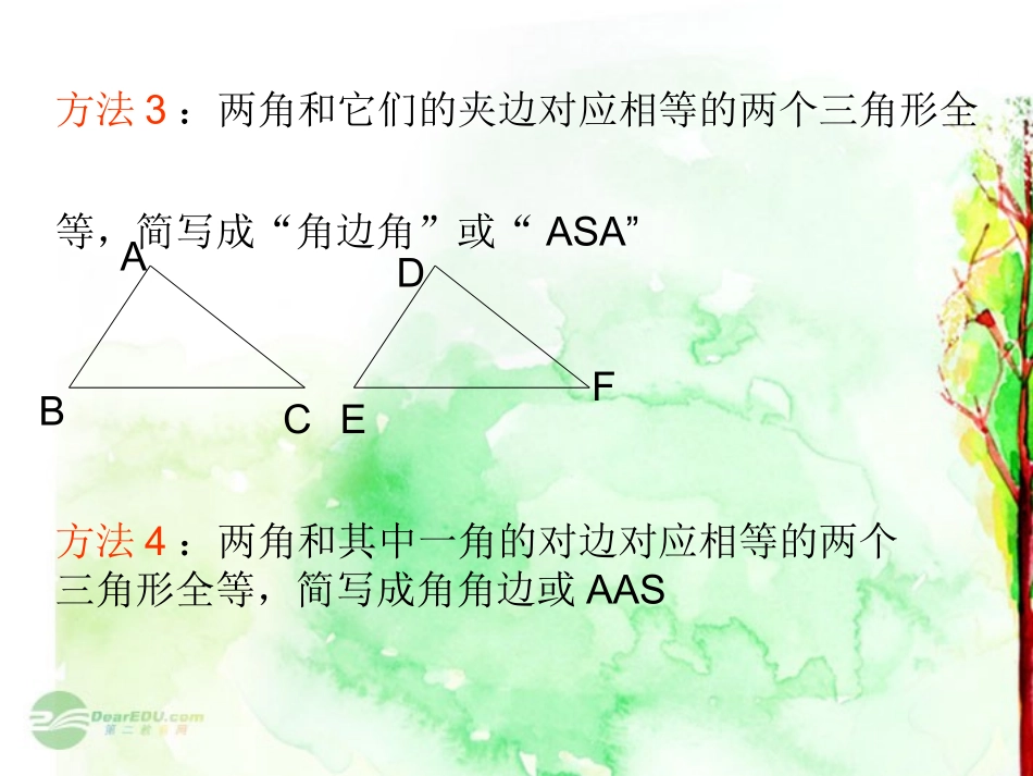 福建省永春第二中学八年级数学《三角形全等的识别》复习课件_第3页