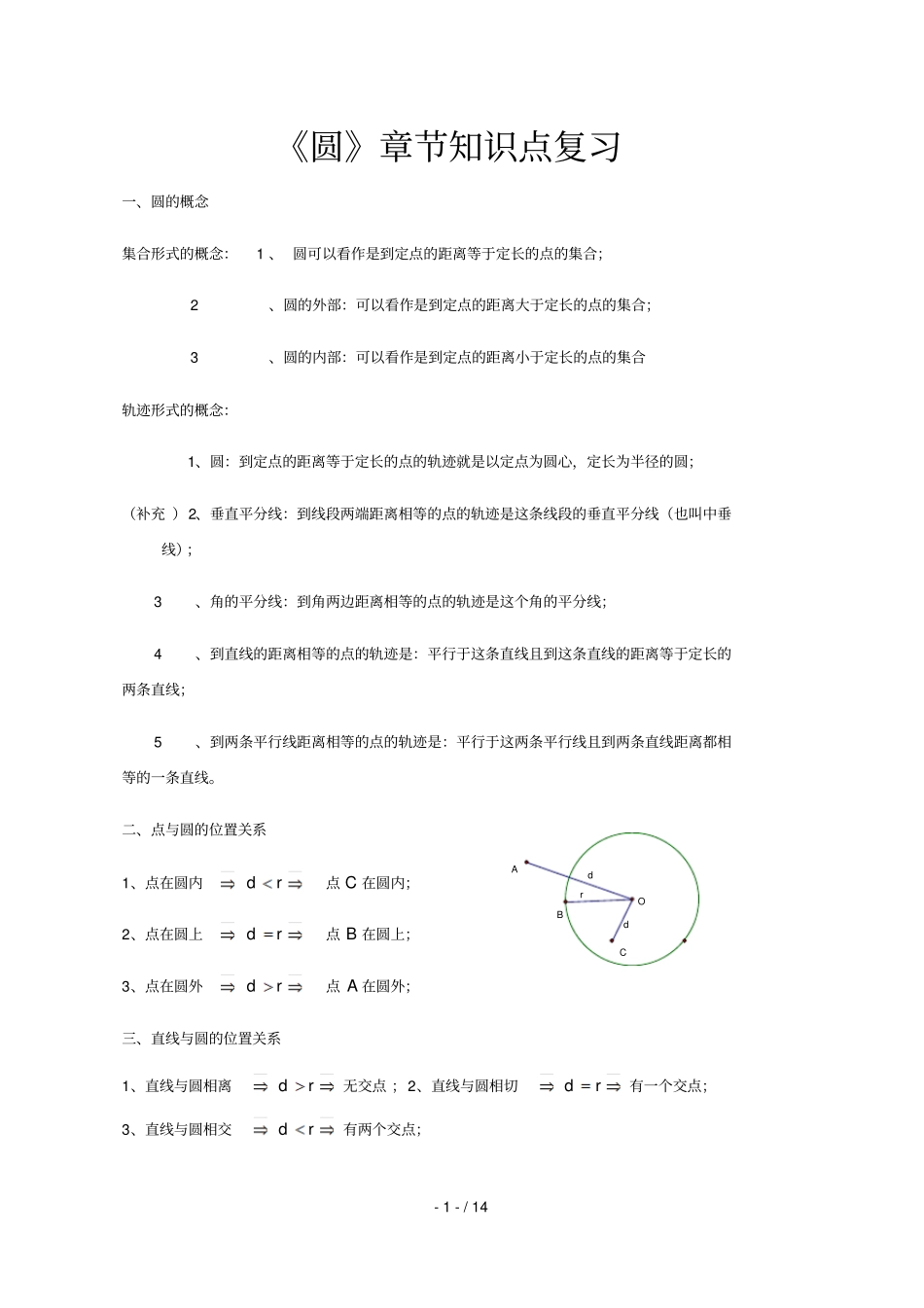 圆知识点总结及典型例题x圆知识点总结及典型例题_第1页