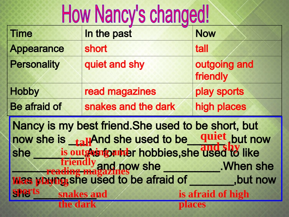 浙江省杭州绿城育华学校九年级英语全册《Unit-2-I-used-to-be-afraid-of-the-dark》Period-3课件-人教新目_第2页