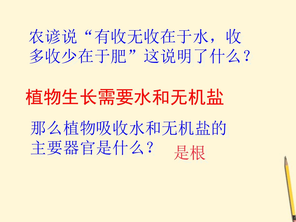 七年级生物上册《植物生长需要水和无机盐》课件-苏教版_第1页