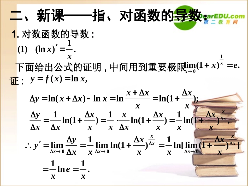 高三数学《导数》全章课件：对数函数与指数函数的导数_第2页
