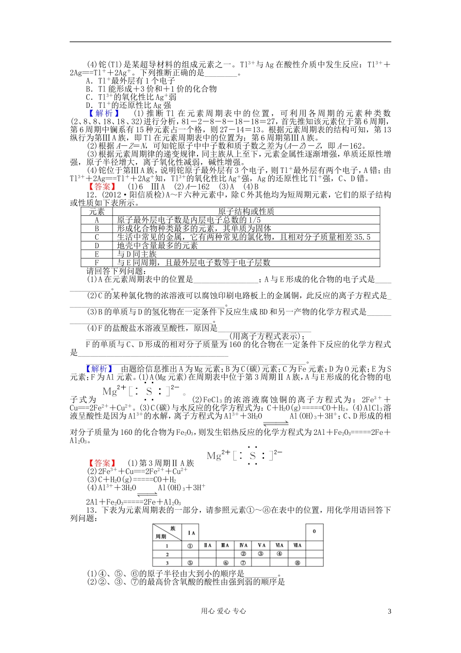 山东省高考化学一轮复习-第5章第2节-元素周期律和元素周期表课时知能训练_第3页