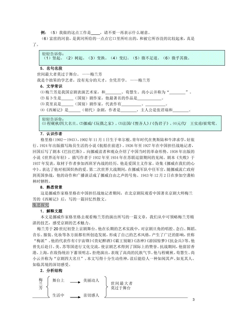 高中语文-梅兰芳-三案合一-鲁人版必修1_第3页