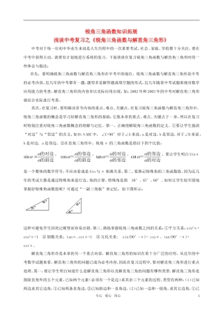 九年级数学上册-《锐角三角函数》文字素材-华东师大版