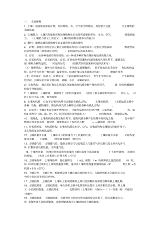土壤肥料学复习资料剖析